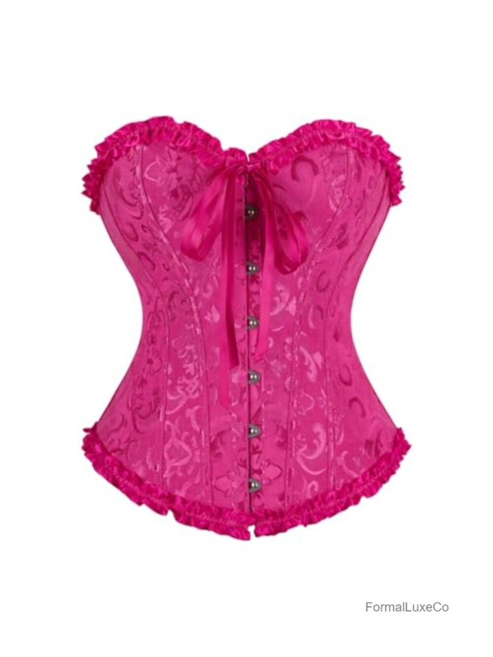 Costume Corset Lace-Up Back Jacquard Ruffle Trim 12 Plastic Bones